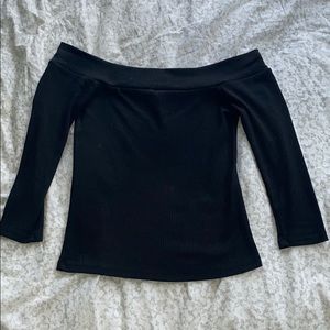 off the shoulder, black, long sleeve top